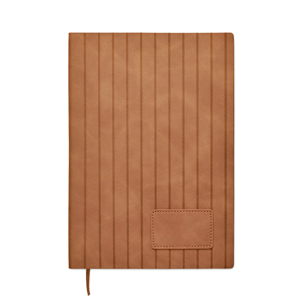 A5 notitieboek Smokey PU met gerecyclede kaft en gelinieerde pagina’s voorzijde, Bruin - 192663