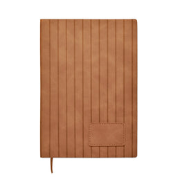 A5 notitieboek Smokey PU met gerecyclede kaft en gelinieerde pagina’s voorzijde, Bruin - 192663