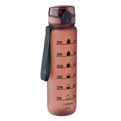 Essentix Isforden Mark RPET Sportwaterfles 1 Liter met Tijdsaanduiding - Rood