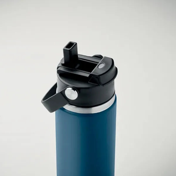 rvs drinkfles 500ml rietje handvat blauw detail 192775