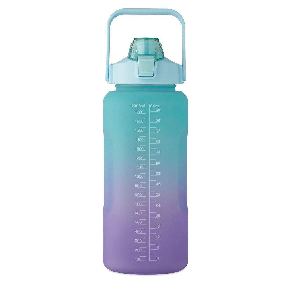 motiverende drinkfles 2 liter turquoise voorkant 192791