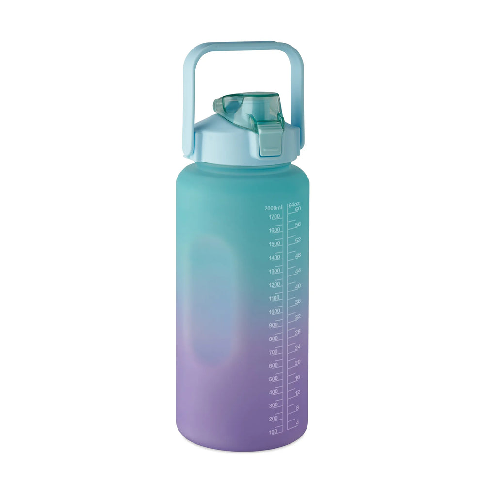 motiverende drinkfles 2 liter turquoise voorzijde 192791