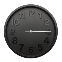 Wandklok met stil uurwerk en aluminium wijzers - Zwart