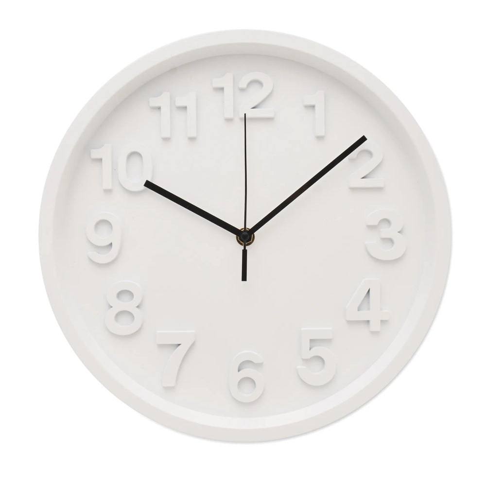 Wandklok met stil uurwerk en aluminium wijzers, Wit - 192851