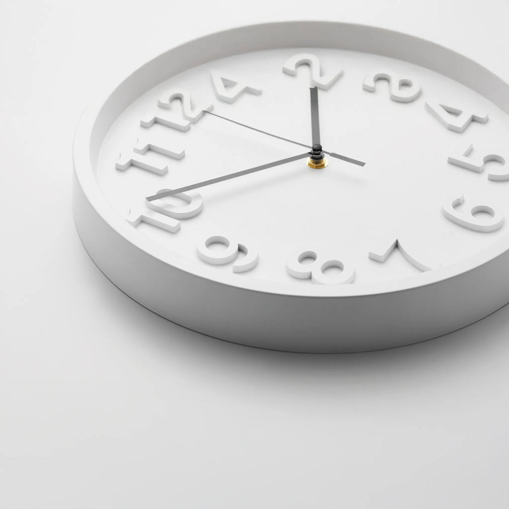 Wandklok met stil uurwerk en aluminium wijzers, Wit - 192851