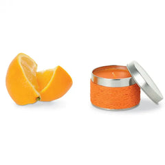 Geurkaars 60g in Blikje – 6 Heerlijke Aroma’s in Decoratief Design - Oranje