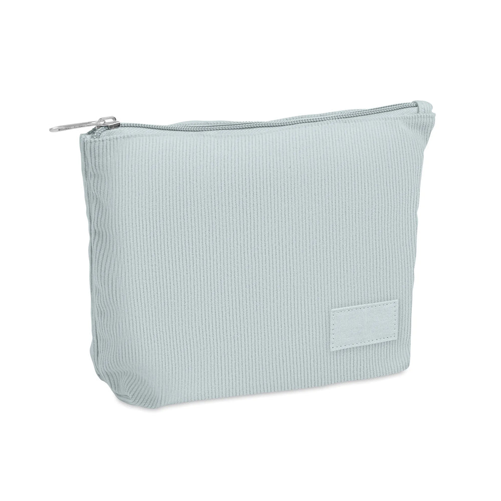 Ribfluwelen toilettasje bedrukken - Babyblauw