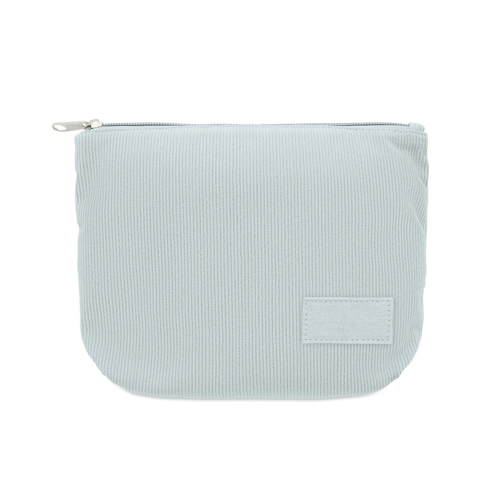 Ribfluwelen toilettasje bedrukken - Babyblauw