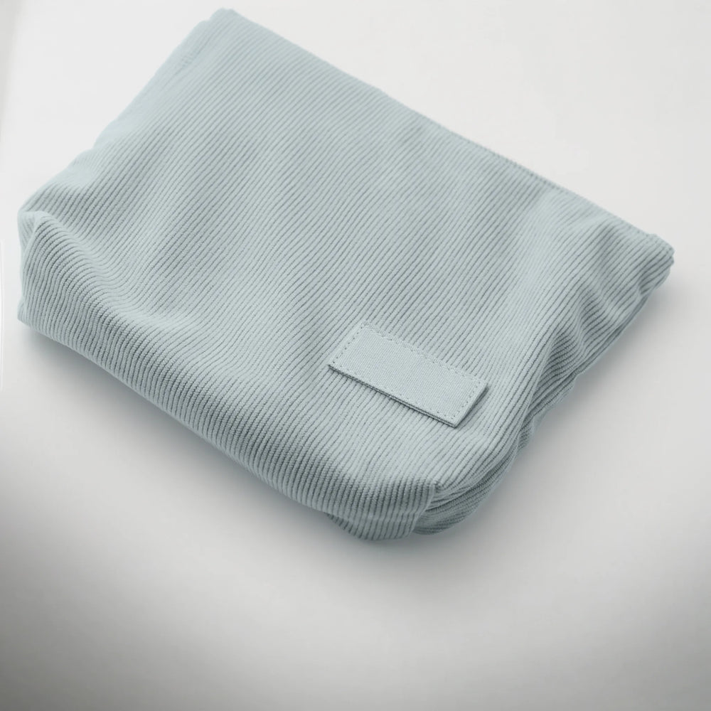 Ribfluwelen toilettasje bedrukken - Babyblauw