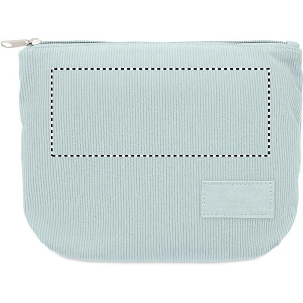 Ribfluwelen toilettasje bedrukken - Babyblauw