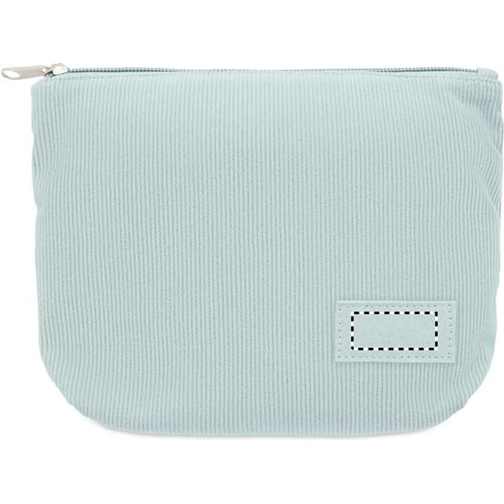 Ribfluwelen toilettasje bedrukken - Babyblauw