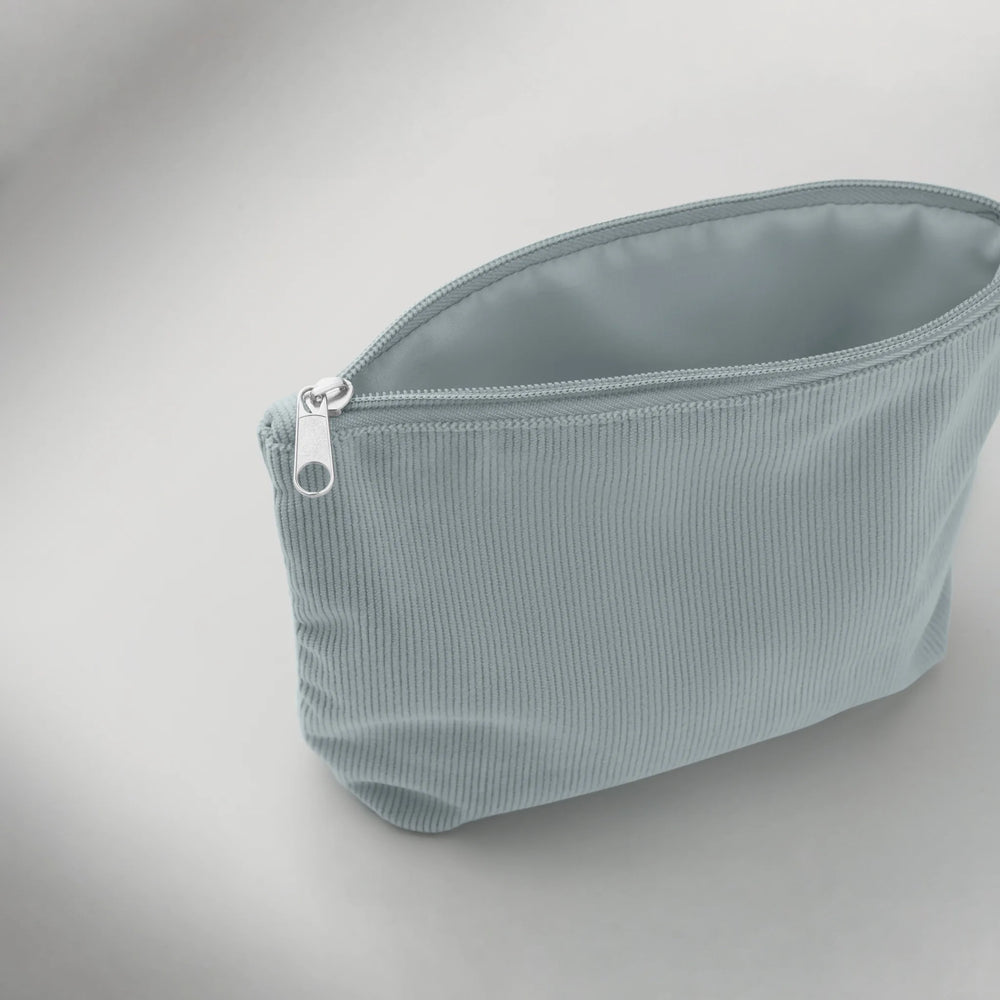 Ribfluwelen toilettasje bedrukken - Babyblauw