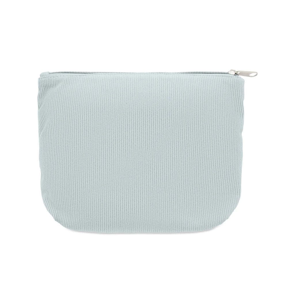 Ribfluwelen toilettasje bedrukken - Babyblauw