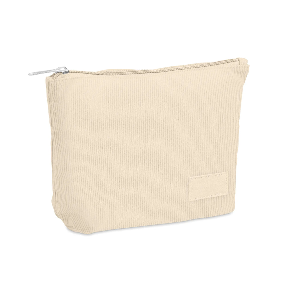 Ribfluwelen toilettasje schuin van voren, Beige - 192876