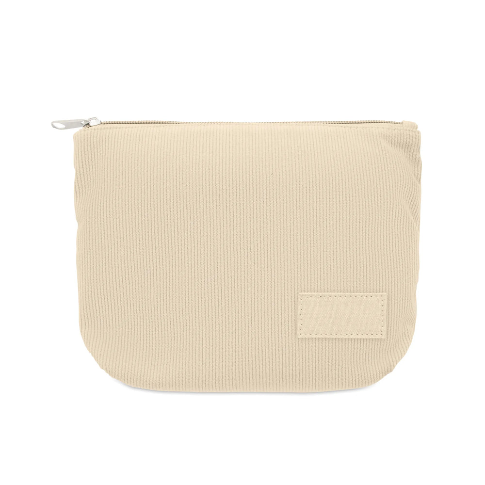 Ribfluwelen toilettasje voorzijde met label, Beige - 192876