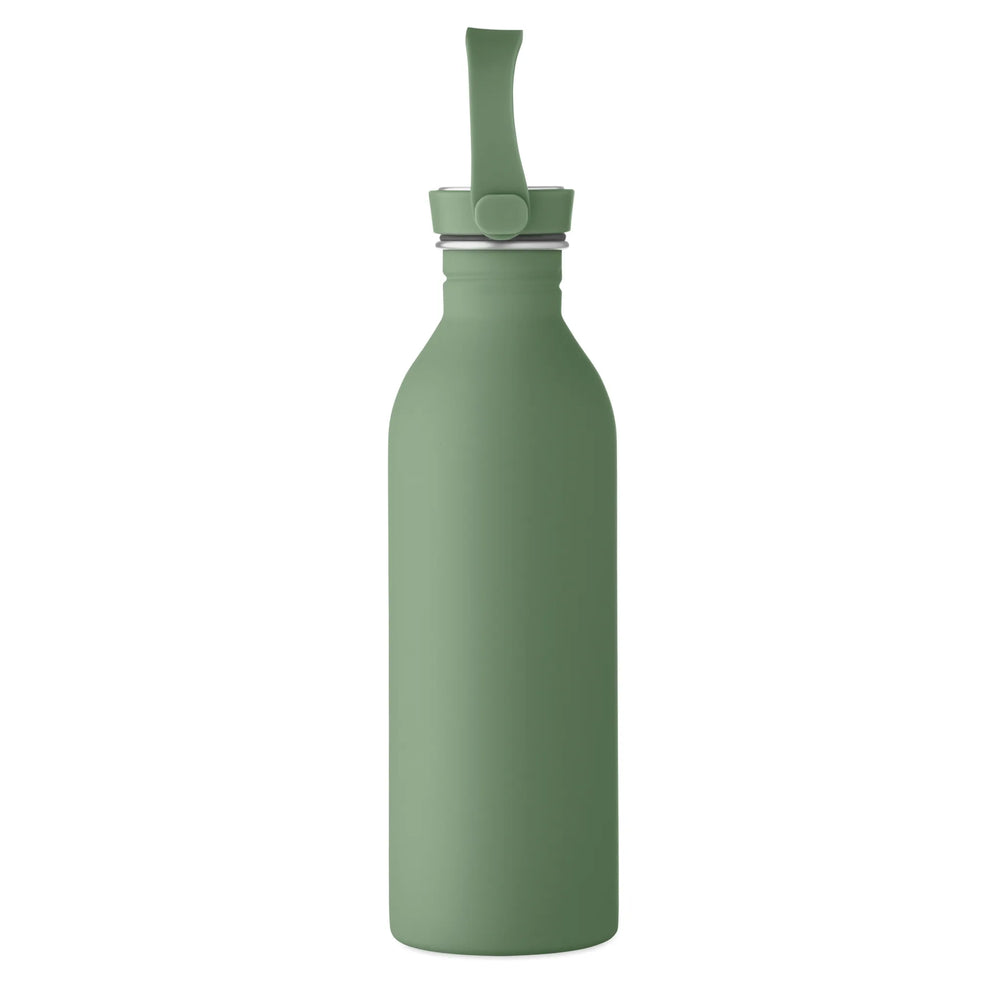 Detailfoto van enkelwandige RVS drinkfles van 500 ml in groen zijkant – artikelnummer 192903