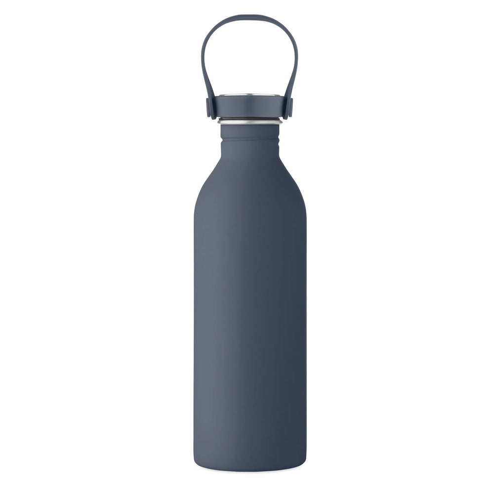 Enkelwandige RVS drinkfles van 500 ml in marineblauw met dop voorkant  – artikelnummer 192903