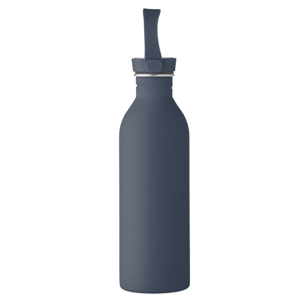 Enkelwandige RVS drinkfles van 500 ml in marineblauw met dop zijkant – artikelnummer 192903