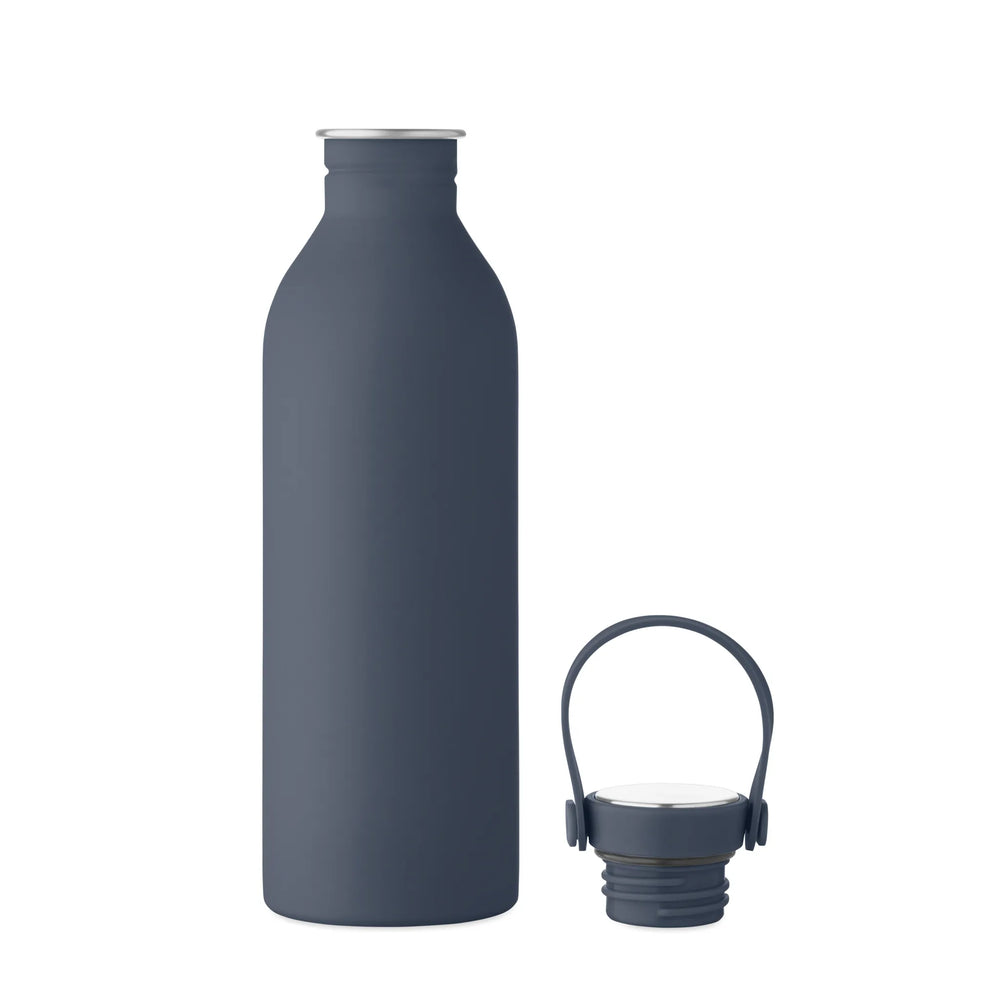 Enkelwandige RVS drinkfles van 500 ml in marineblauw met dop open – artikelnummer 192903