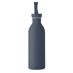 Enkelwandige RVS drinkfles 500 ml met rubberafwerking - Marineblauw