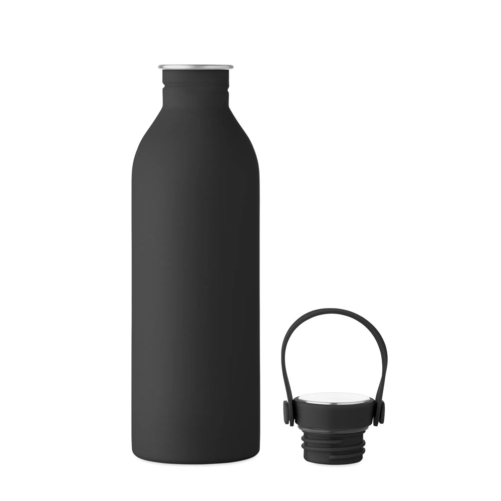 Detailfoto van enkelwandige RVS drinkfles van 500 ml in zwart open – artikelnummer 192903