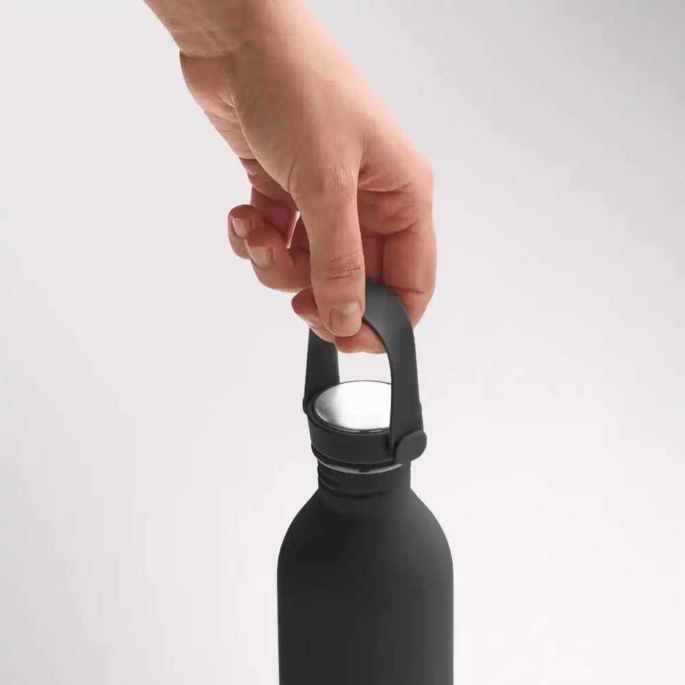 Detailfoto van enkelwandige RVS drinkfles van 500 ml in zwart – artikelnummer 192903