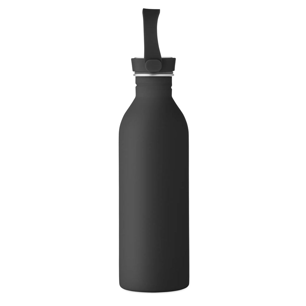 Detailfoto van enkelwandige RVS drinkfles van 500 ml in zwart zijkant – artikelnummer 192903