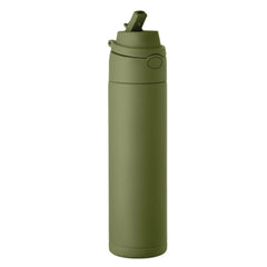 RVS drinkfles gerecycled 650 ml met rietje - Marinegroen