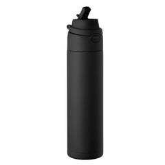 RVS drinkfles gerecycled 650 ml met rietje - Zwart