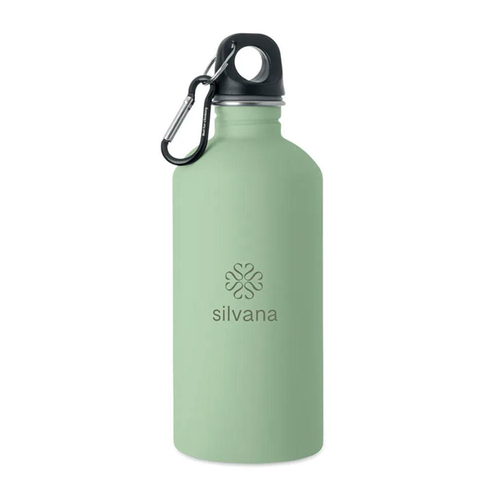 Gerecyclede RVS drinkfles 500 ml met karabijnhaak - Mintgroen