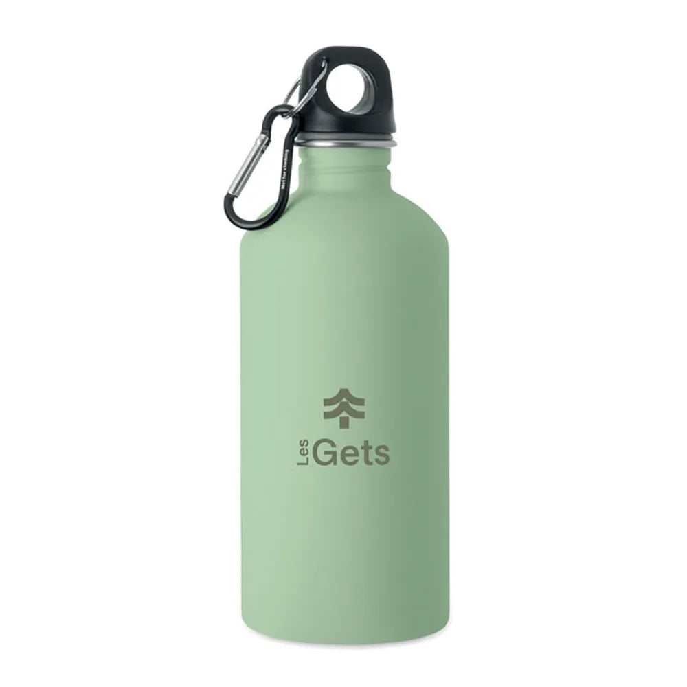 Gerecyclede RVS drinkfles 500 ml met karabijnhaak - Mintgroen