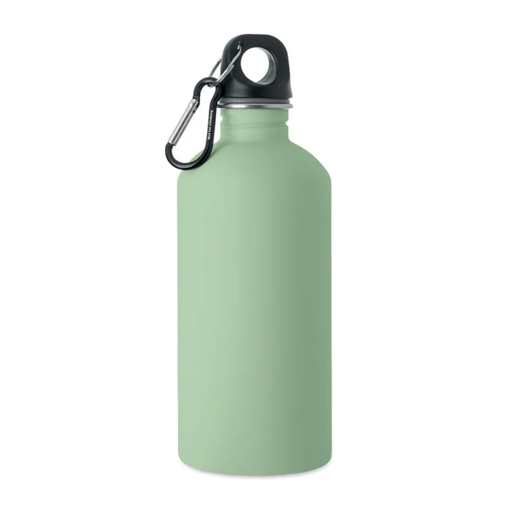 Gerecyclede RVS drinkfles 500 ml met karabijnhaak - Mintgroen