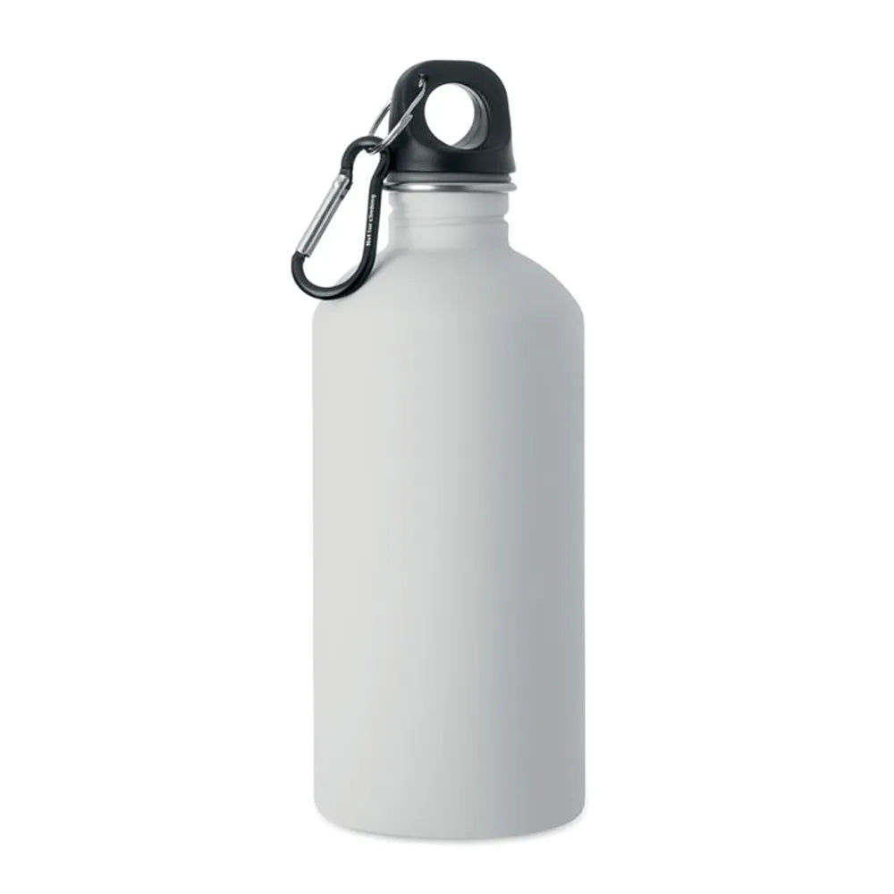 Gerecyclede RVS drinkfles 500 ml met karabijnhaak - Wit