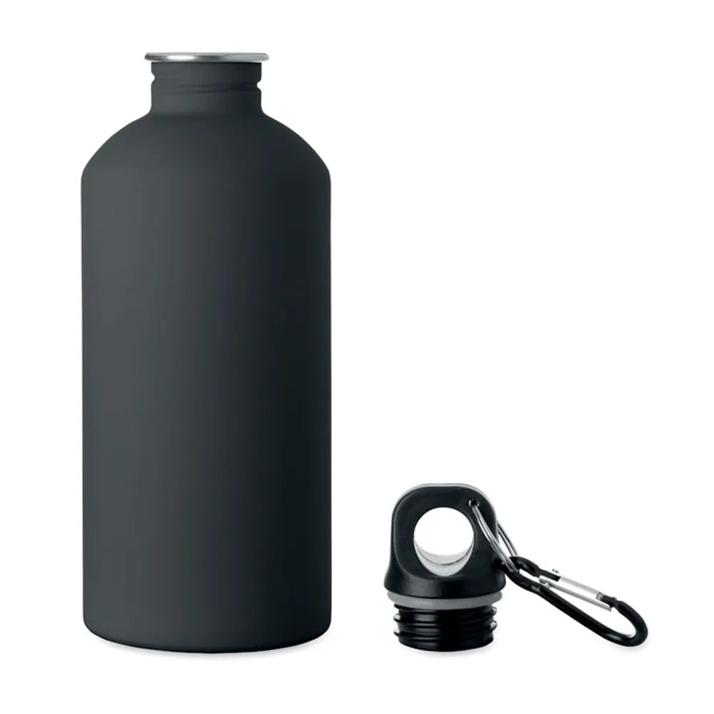 Gerecyclede RVS drinkfles 500 ml met karabijnhaak - Zwart