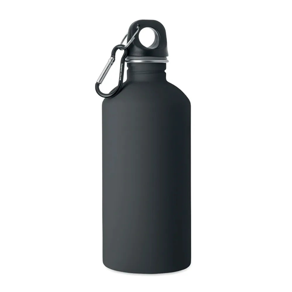 Gerecyclede RVS drinkfles 500 ml met karabijnhaak - Zwart