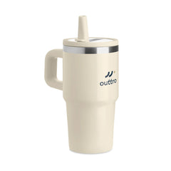 Vacuüm geïsoleerde RVS beker 500 ml met rietje - Beige