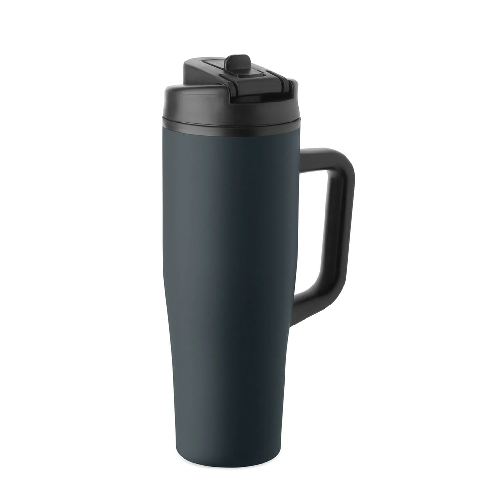 Geïsoleerde RVS beker 900 ml met rietjesdeksel - Blauw
