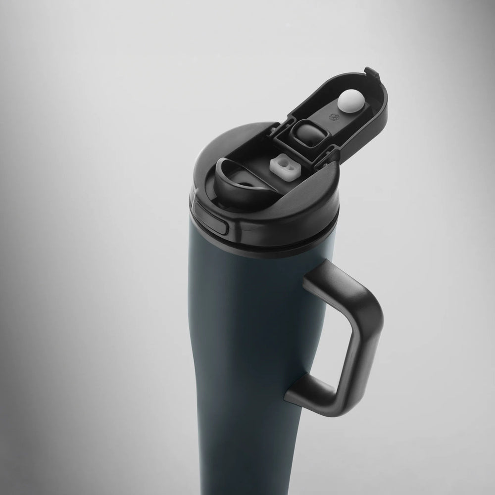 Geïsoleerde RVS beker 900 ml met rietjesdeksel - Blauw