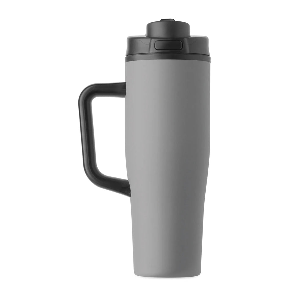 Geïsoleerde RVS beker 900 ml met rietjesdeksel - Grijs