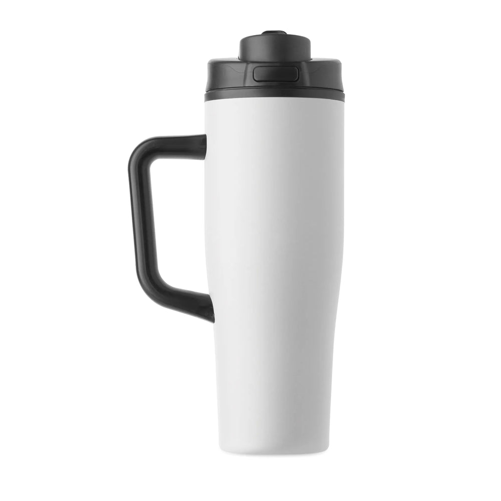 Geïsoleerde RVS beker 900 ml met rietjesdeksel - Wit
