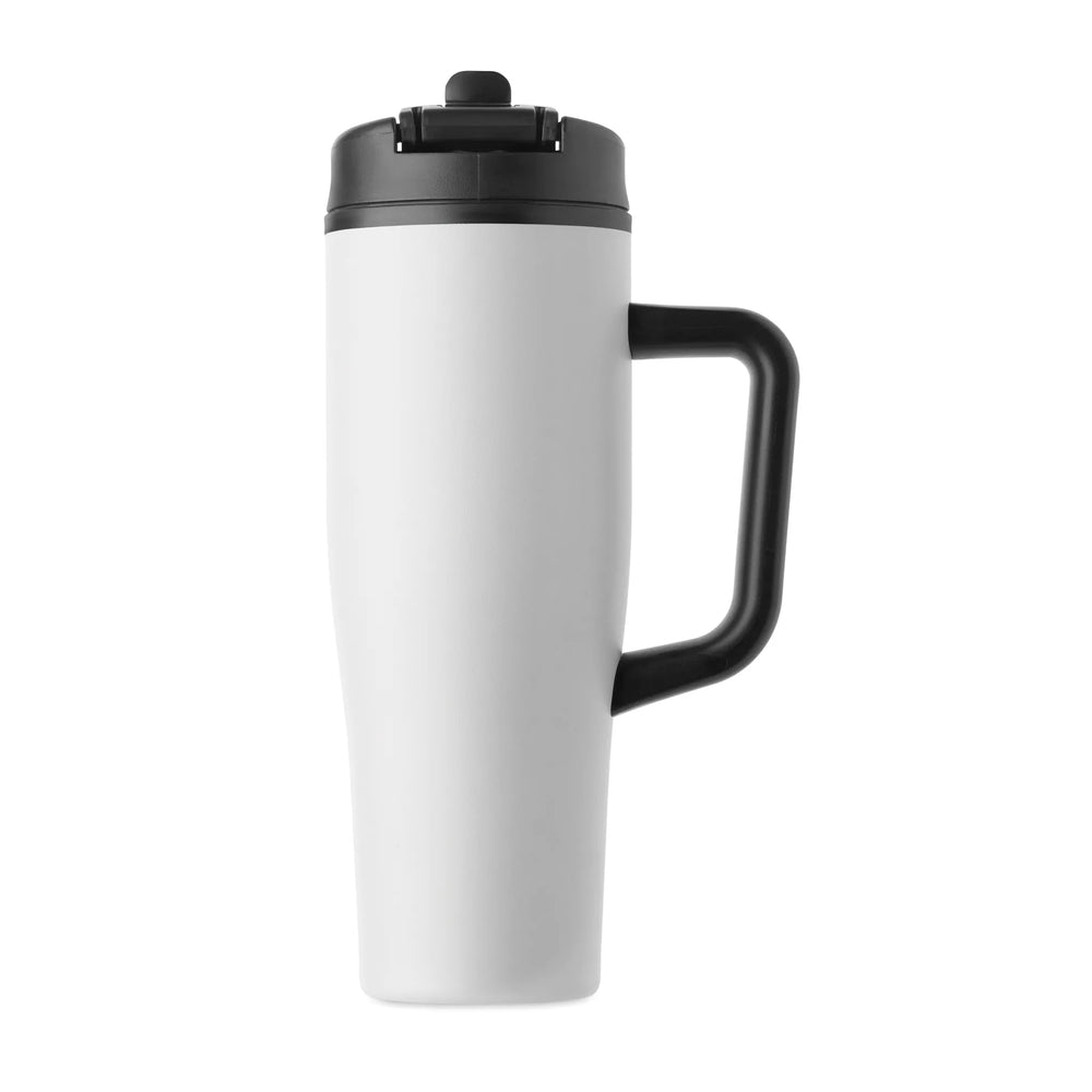 Geïsoleerde RVS beker 900 ml met rietjesdeksel - Wit
