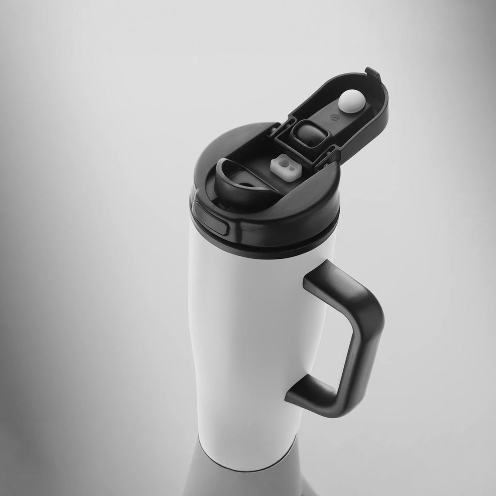 Geïsoleerde RVS beker 900 ml met rietjesdeksel - Wit