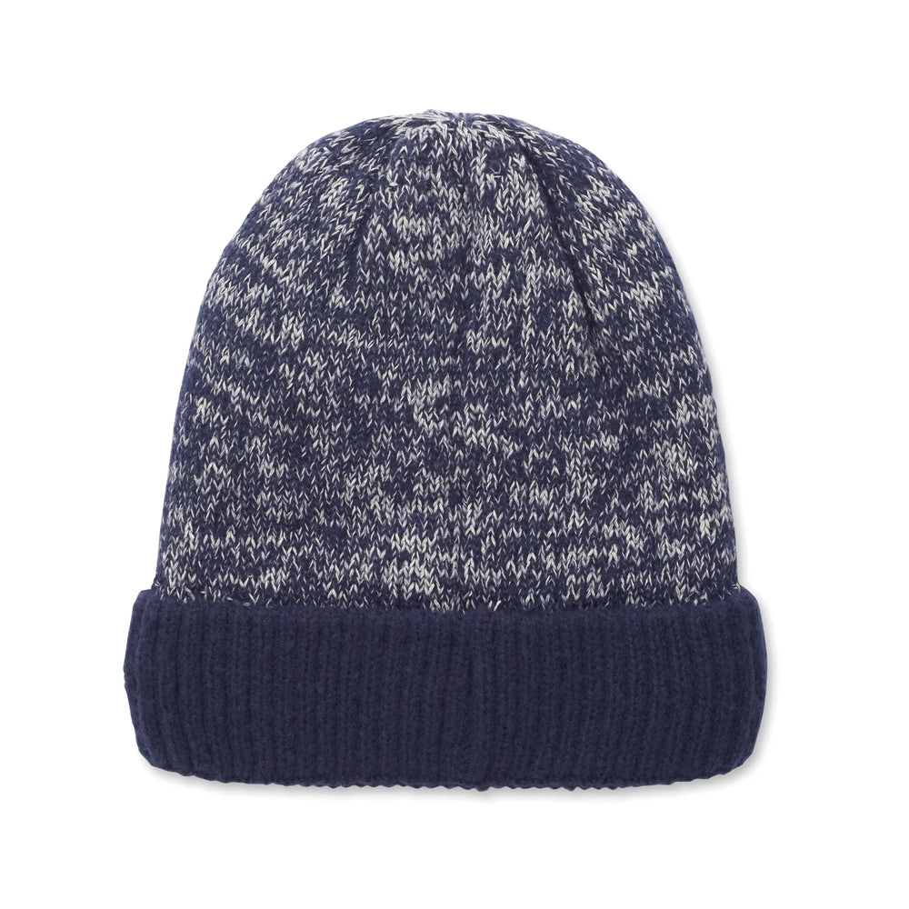 Gebreide muts met fleecevoering en suède patch - Blauw