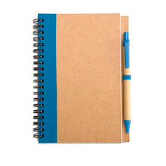 Notitieboekje ECO met kartonnen balpen - Blauw
