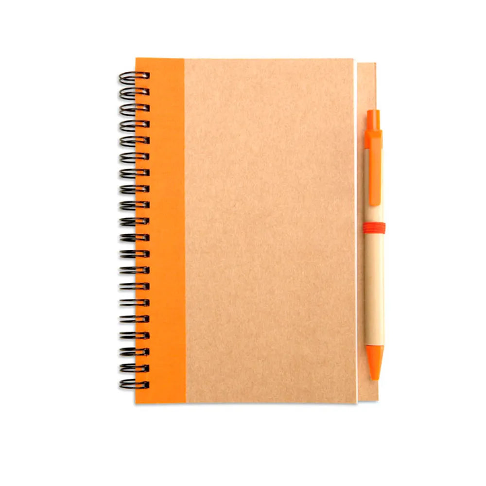 Notitieboekje ECO met kartonnen balpen - Oranje