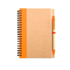 Notitieboekje ECO met kartonnen balpen - Oranje