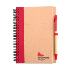 Notitieboekje ECO met kartonnen balpen - Rood