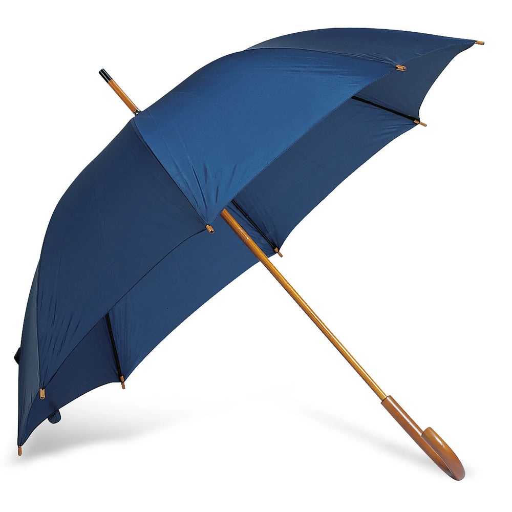 Paraplu houten handvat 23 inch blauw 195132 schuin