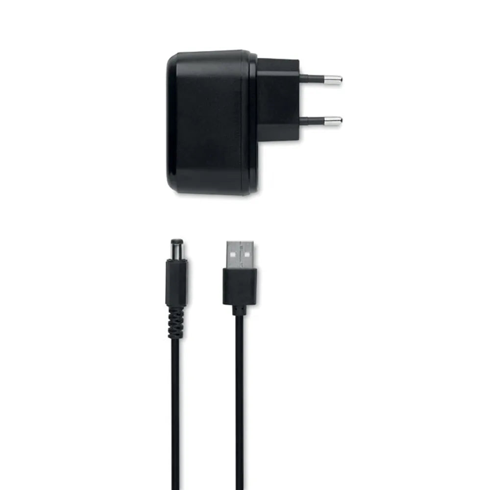 Voedingsadapter en USB-kabel voor draadloze oplader met klok, Zwart - 196139