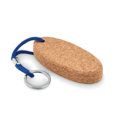 Ovale kurken drijvende sleutelhanger bedrukken - Blauw